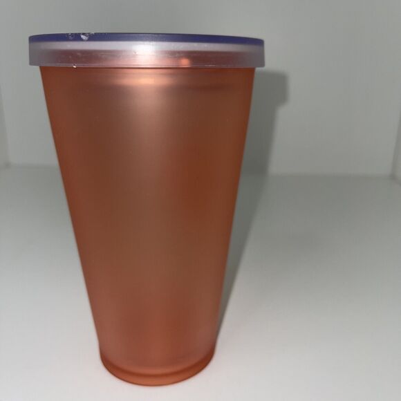 Starbucks Peach Pink Coral Frosted Tumbler Frosted Clear Lid Cup 16 oz - Picture 3 of 8